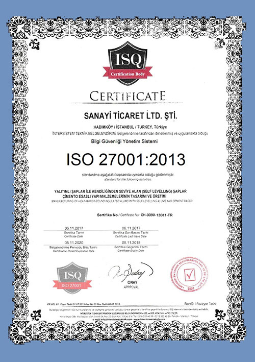 Örnek ISO 27001 Belgesi